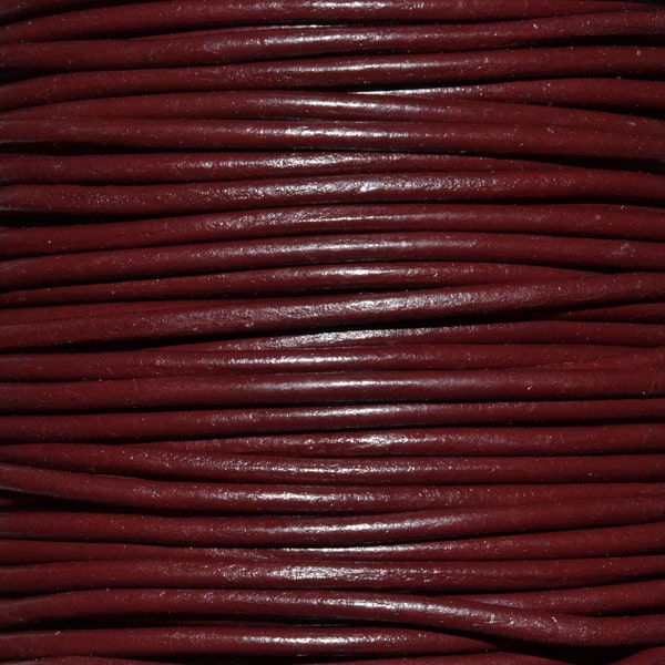 Granada / Burgundy / 1.5mm Leather Cord / leather by the yard / round leather cord / genuine leather / necklace cord / bracelet cord