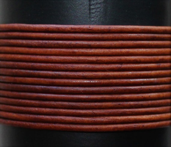 Natural Red Brown / 2mm Leather Cord / leather by the yard / round leather cord / genuine leather / necklace cord / bracelet cord