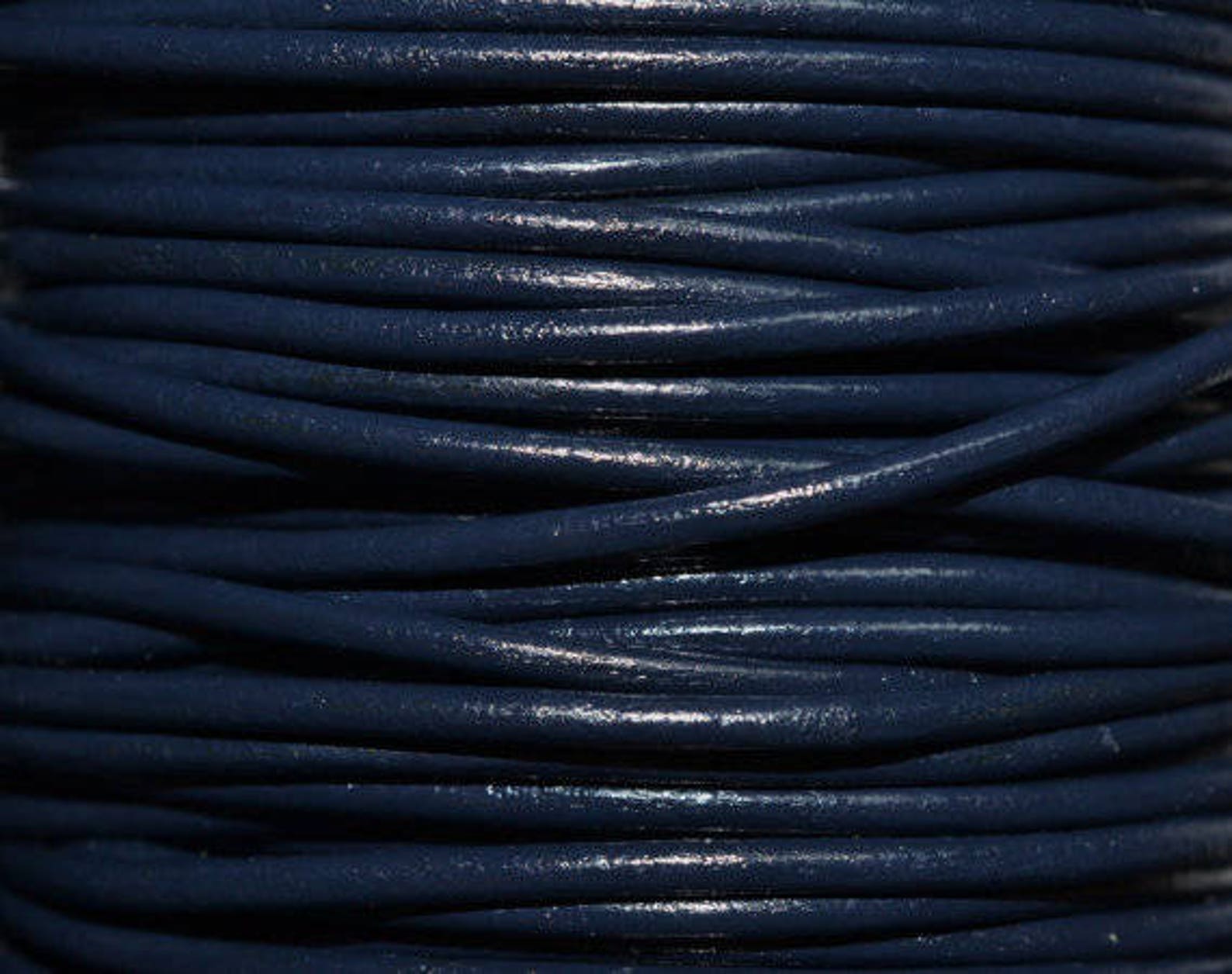 Navy Blue / 1mm Leather Cord / Leather by the Yard / Round | Etsy