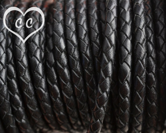 Black Braided Genuine Leather Necklace Cord