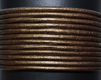 Kansa / Metallic / 1mm Leather Cord / leather by the yard / round leather cord / genuine leather / necklace cord / bracelet cord