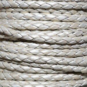 Pearl/ Metallic/ Bolo Braided / 3mm Leather Cord / leather by the yard / round leather cord /genuine leather / necklace cord / bracelet cord