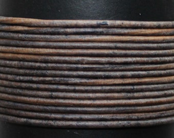 Natural Grey / 2mm Leather Cord / leather by the yard / round leather cord / genuine leather / necklace cord / bracelet cord