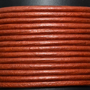 Metallic Copper - 1mm Leather Cord per yard