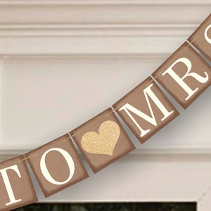 From Miss To Mrs Banner Rustic Wedding Sign Photo Prop Wedding Sign Wedding Decoration image 4