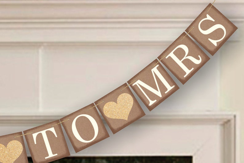 From Miss To Mrs Banner Rustic Wedding Sign Photo Prop Wedding Sign Wedding Decoration image 4