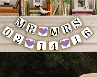 MR and MRS Save The Date Banner - Wedding Date Banners - Date Sign - Wedding Banner Photo Prop - Date Garland