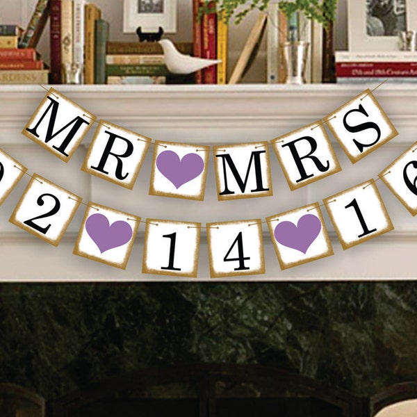 MR and MRS Save The Date Banner - Wedding Date Banners - Date Sign - Wedding Banner Photo Prop - Date Garland