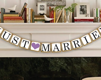 Just Married Banner - Wedding Photo Prop - Just Married Sign - Wedding Banner