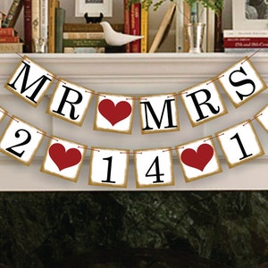 Mr Mrs Save The Date Banner Wedding Photo Prop Mr Mrs Save The Date Sign Wedding Banner Wedding Garland image 1