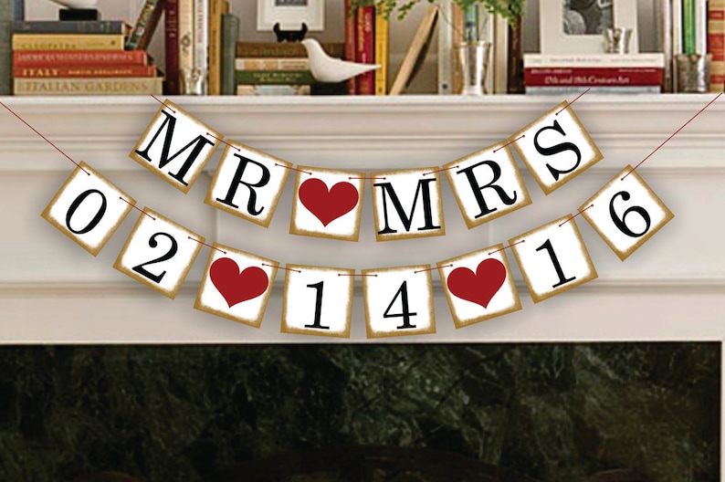 Mr Mrs Save The Date Banner Wedding Photo Prop Mr Mrs Save The Date Sign Wedding Banner Wedding Garland image 1