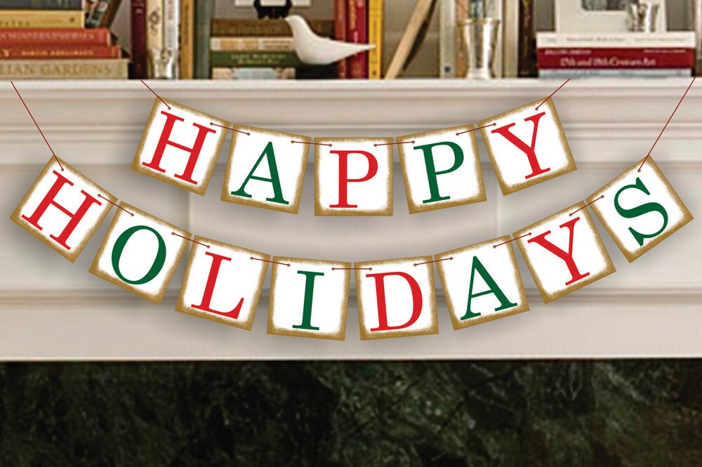 Christmas Banner Happy Holidays Banner Christmas Etsy
