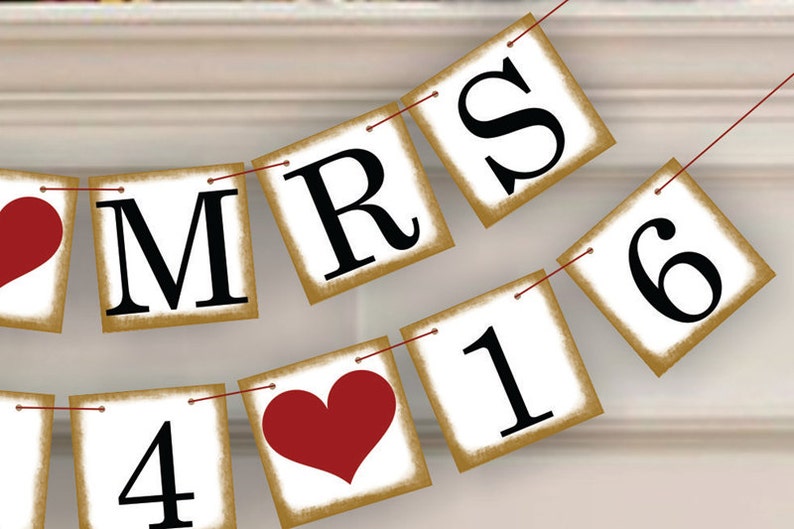 Mr Mrs Save The Date Banner Wedding Photo Prop Mr Mrs Save The Date Sign Wedding Banner Wedding Garland image 4