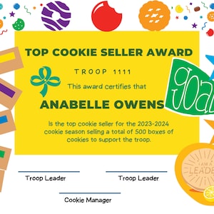 Girl Scout Top Cookie Seller Award