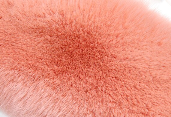 Vintage Fox fur stole in pink baby color collar. - image 7