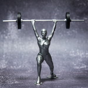 Estatua de mujer haciendo split jerk, decoración de barra de levantamiento de pesas, regalo de crossfit