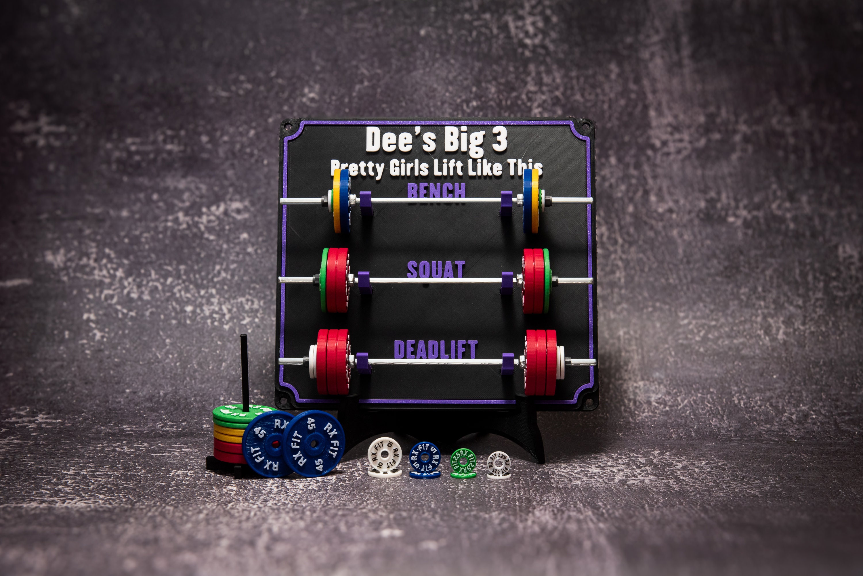 The Original Weightlifting personal tracking board, 3 lifts, 1,000lbs or 470kg weight, show off your work with minibarbells for the home gym