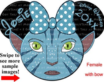 Avatar Navi Themed MINNIE Ears - Magnet OR Iron-On