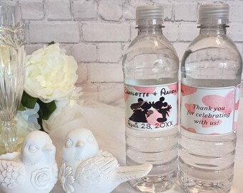 Wedding Water Bottle Labels: PRECUT, Personalized, Fish Extender Gifts, Favors
