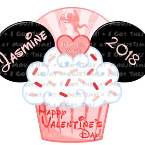 Valentine's Day Cupcake Ears - Pink Version! - Magnet OR Iron-On