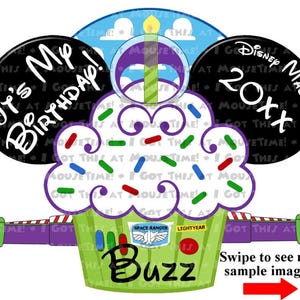 Buzz Toy Story Birthday Cupcake Ears - Magnet OR Iron-On
