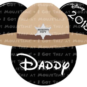 Sheriff Mickey OR Minnie Ears - Magnet OR Iron-On