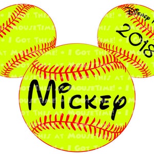 Softball Mickey Ears - Magnet OR Iron-On