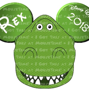 Rex the Dinosaur Ears Toy Story themed Magnet OR Iron-On image 1