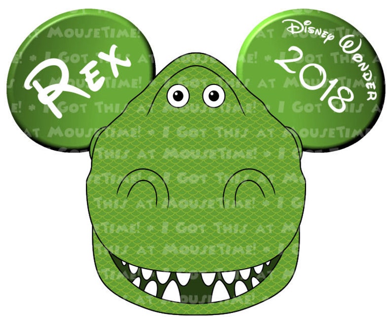 Rex the Dinosaur Ears Toy Story themed Magnet OR Iron-On image 1