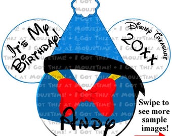 Birthday Hat Ears DONALD - Magnet OR Iron-On