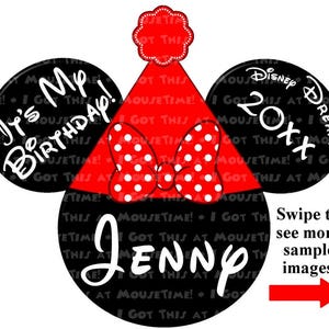 Birthday Hat Ears MINNIE - Magnet OR Iron-On