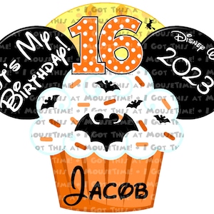 Halloween BIRTHDAY Cupcake Ears - Mickey - Magnet OR Iron-On
