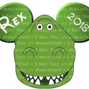 Rex the Dinosaur Ears Toy Story themed Magnet OR Iron-On image 2