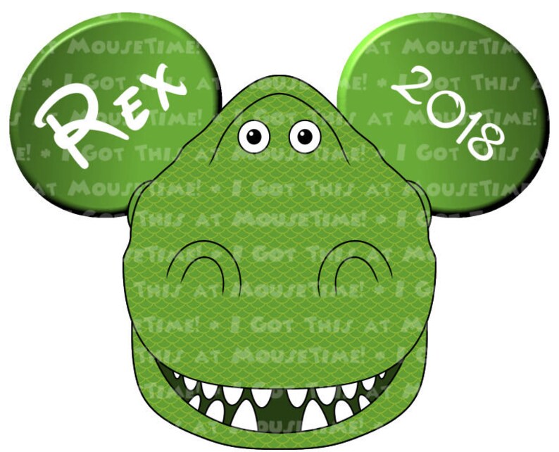 Rex the Dinosaur Ears Toy Story themed Magnet OR Iron-On image 2