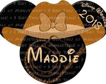 Indiana Jones / Bush Hat Ears - MINNIE Version - Magnet OR Iron-On