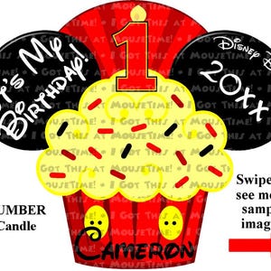 Birthday Cupcake Ears - Mickey Version - Magnet OR Iron-On