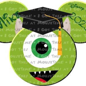 Graduate Mike Wazowski Ears - Monsters Univ. Themed - Magnet OR Iron-On