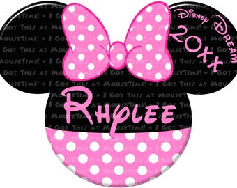 Minnie Dress Ears PINK - Magnet OR Iron-On