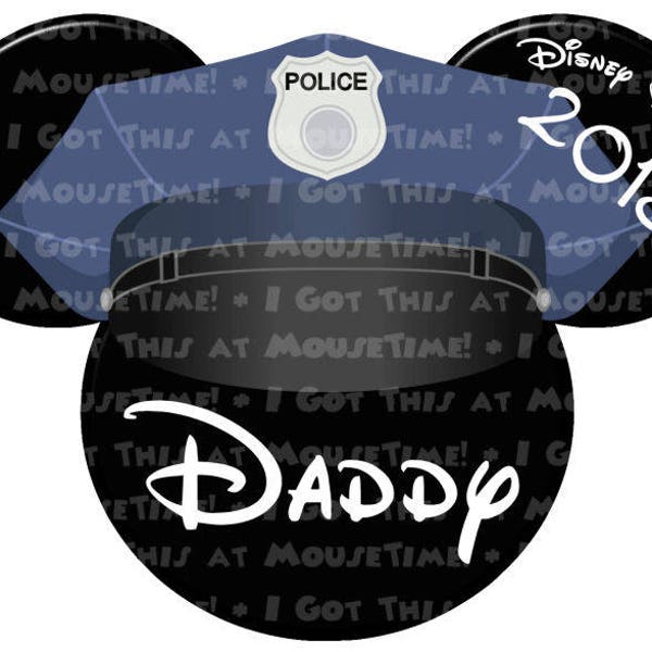 Policeman Mickey OR Minnie Ears - Magnet OR Iron-On