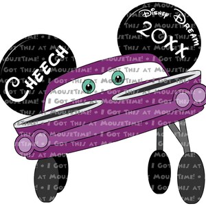 May include: Purple car with Mickey Mouse ears, the left ear says "Cheech" and the right ear says "Disney 20xx Dream".