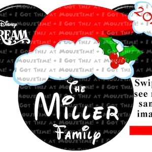 Christmas Holly Jolly Santa Mickey Ears - Magnet OR Iron-On