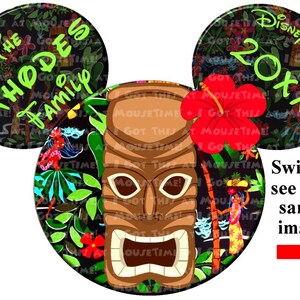 Luau Ears with Tiki - COLOR Options - Magnet OR Iron-On