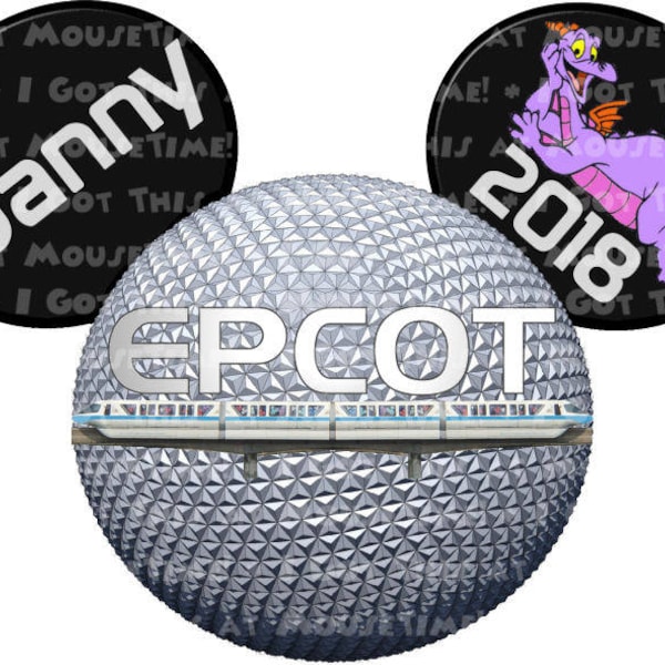 EPCOT Ears with Figment - Silver or Purple - Magnet OR Iron-On