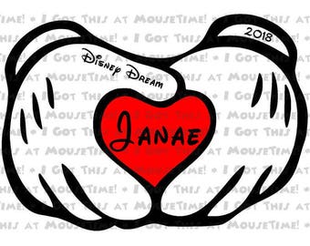Mickey Hands Make A HEART - Magnet OR Iron-On