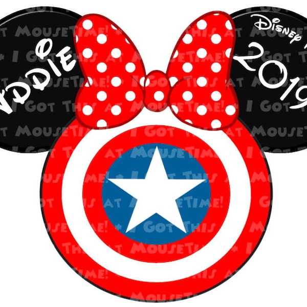 CAPT America Shield Ears MINNIE - Magnet OR Iron-On