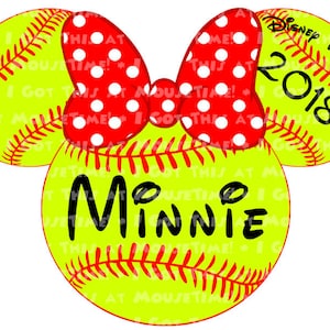 Softball Minnie Ears - Magnet OR Iron-On