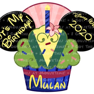Mulan Birthday Cupcake Ears - Magnet OR Iron-On