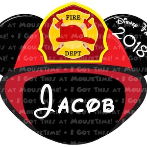 Firefighter Mickey OR Minnie Ears - Magnet OR Iron-On