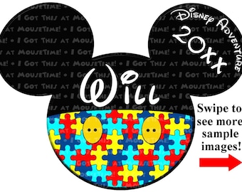 Orejas de Mickey Mouse para pantalones - Concienciación sobre el autismo - Imán o planchable