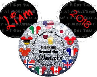 EPCOT Drinking Around the World Check Box Ears - Magnet OR Iron-On